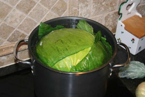 boiling green cabbage